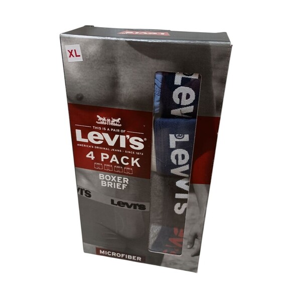 Levis Mens Boxer Briefs XL Microfiber 4 Pack Multicolor Tagless Fly Front New - Picture 1 of 7
